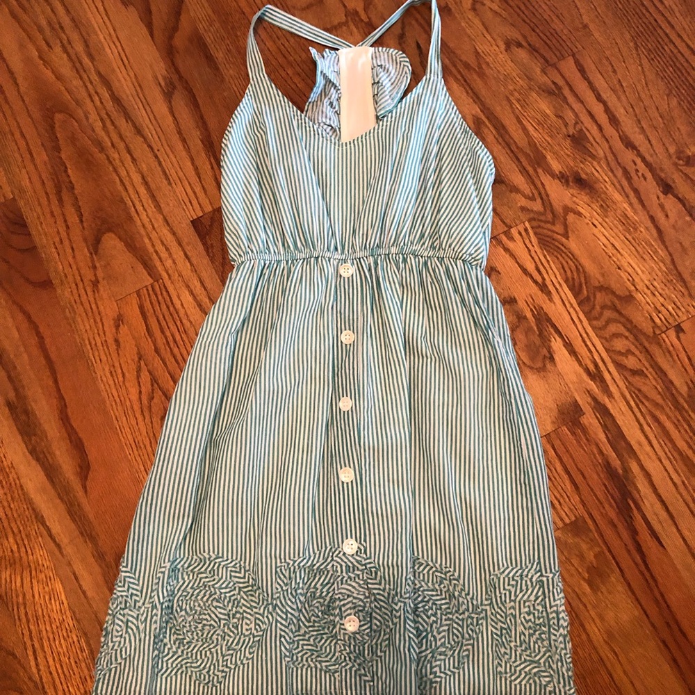 Judith March green and white dress